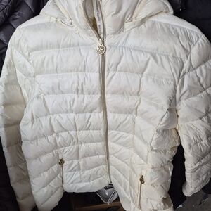 Michael Kors Cream Quilted Puffer Jacket